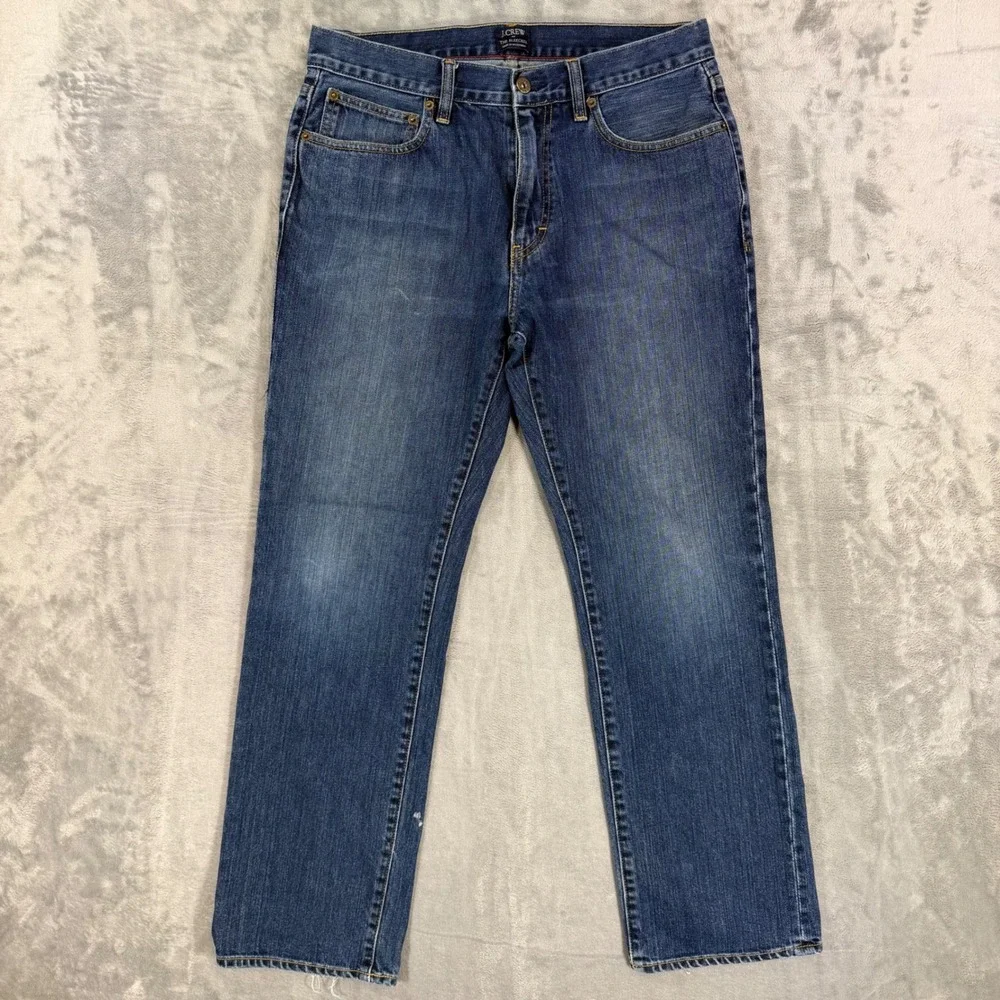 J.Crew The Bleecker Straight Leg Jeans Men's Size 32x28 Blue Medium Wash Denim